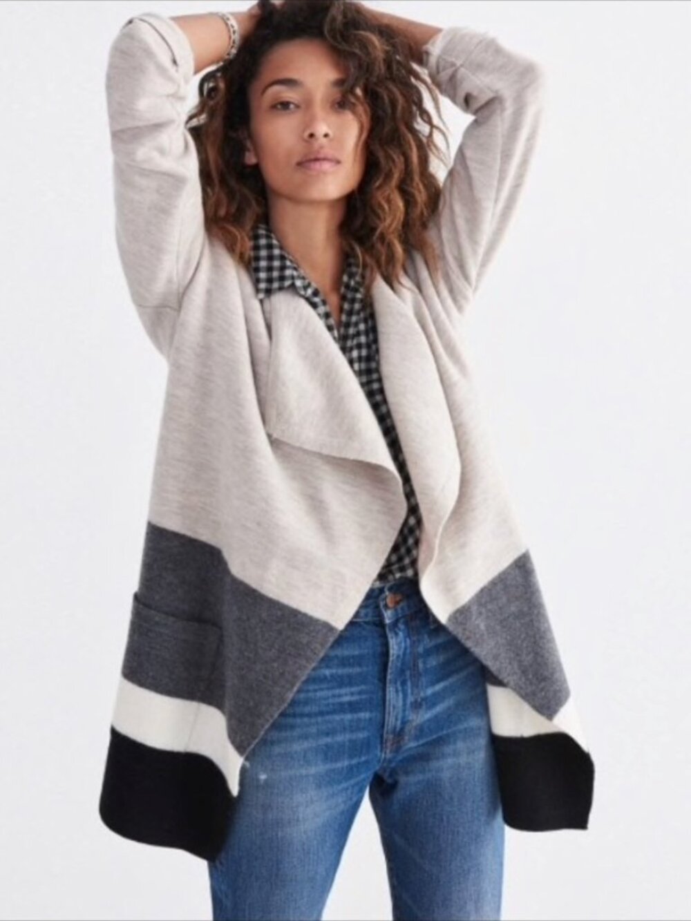 Madewell Meridian Sweater Coat in Stripe XS/S